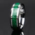 Men 8mm Tungsten Beveled Edges Crushed Malachite Stone Inlay Wedding Band